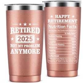MASGALACC Retirement Gifts for Men & Women 2025 – 20oz Rose Gold Tumbler – Funny Retired Gift for Coworkers, Friends – Happy Retirement Party Decorations & Supplies