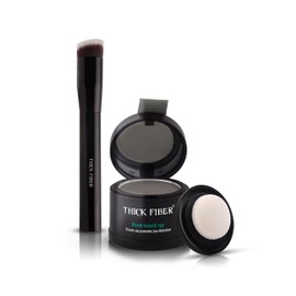 THICK FIBER Root Touch Up Puder, Root Cover Up Haaransatzpuder für dünnes Haar – Wasser- und schweißresistentes Haarausfall-Abdeckset mit Haarpuder für Frauen mit dünner werdendem Haar, inkl. Pinsel (