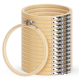 QUOTRE 16 Pcs Bamboo Embroidery Hoop Circle Cross Stitch, 4 Inch/10cm Small Round Embroidery Frames for DIY, Crafts, Embroidery