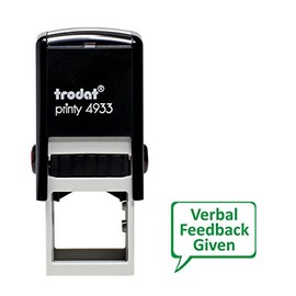 Trodat Printy 4933 Teaching Stamp "Verbal Feedback Given" – Self Inking, Green Ink
