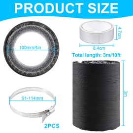 NewZC 4 Inch 11FT PVC Ventilation Air Ducting with Foil Tape and 2 Adjustable Hose Clips Black Aluminium Insulated Flexible Ducting Hose for Conditioning Extractor Hood Tumble Dryer Vent - 100mm/3.2m