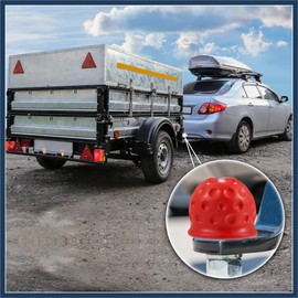 INFINAUTO 2pcs Universal Trailer Hitch Ball Cover Waterproof Dustproof 50mm ID Red for Car Truck RV Boat Stylish Design
