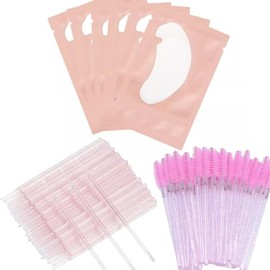 kit 50 Parches De Hidrogel+50 Cepillo Glitter+100 Microbrush, Para Extensión De Pestañas.