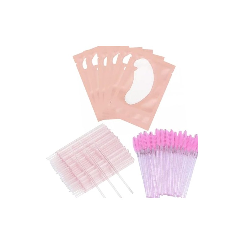 kit 50 Parches De Hidrogel+50 Cepillo Glitter+100 Microbrush, Para Extensión