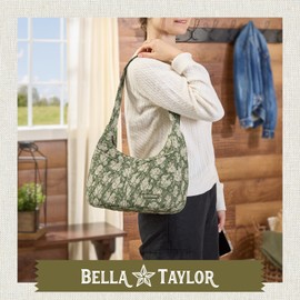 Bella Taylor Blakely - Hobo Shoulder Bag for Women - Lightweight Quilted Fabric Purse with Pockets -Heirloom Rose