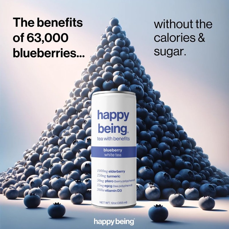 Happy Being Nutrient-Rich Blueberry White Tea – Infused with Turmeric,