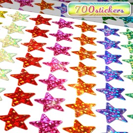 Holographic Star Stickers for Kids Reward Chart, 700 Pcs Rainbow Small Star Stickers for Face, Metallic Foil Reward Stickers for Kids Behavior,Student,Teacher Supplies,Classroom