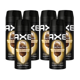 Axe Bodyspray Magnum Gold Caramel Billionaire Limited Edition Deodorant without Aluminium Salts, Combats Odour-causing Bacteria and Unpleasant Odours, 8 x 150 ml