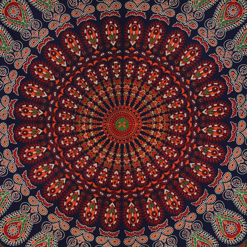 Indian hippie Bohemian psychedelic peacock mandala wall hanging bedding tapestry