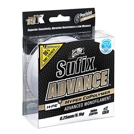 Sufix Advance Monofilament Fishing Reel, 150 Metres, Transparent, 0.25 mm - 150 MT-6.1 kg