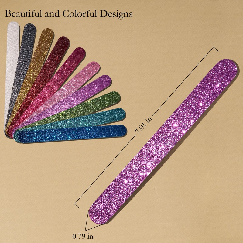 P2P Nails Glitter Colorful Nail File Strips - Manicure and