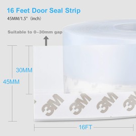 AIMIXUN 2025 Updated Weather Stripping Door Seal, Window Weather Stripping, Silicone Seal Strip, Door Draft Stopper for Adhesive Doors Windows and Shower Glass Gaps, 16.4 Feet Long (Transparent, 45MM)