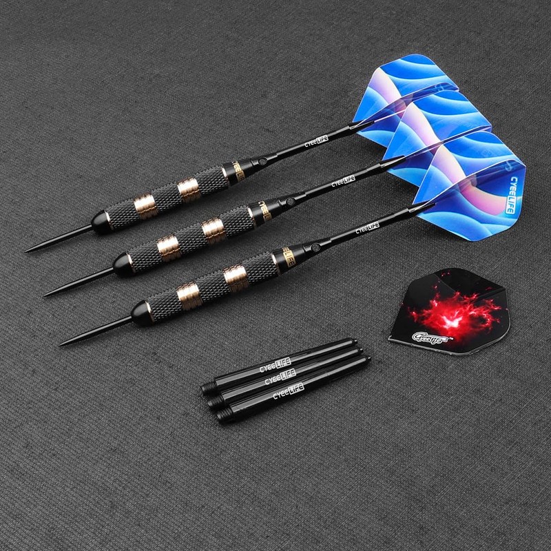CyeeLife Steel Darts Set 30g Brass Barrels with Shafts Flights