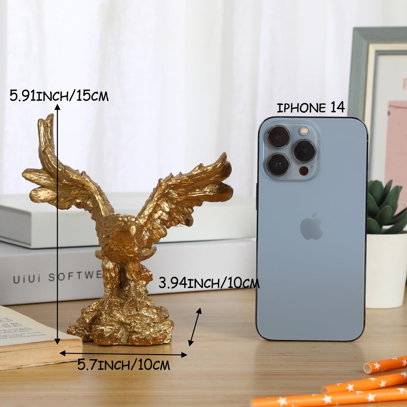 H&W Golden Eagle Statue, Flying Wild Bird Eagle Decorative Bronze