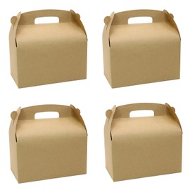 Oletx 30Pcs 9 Inch Large Gable Gift Boxes, Brown Party Favor Treat Boxes, Lunch Box with Handles for Birthday Babyshower Wedding School Activity Picnic
