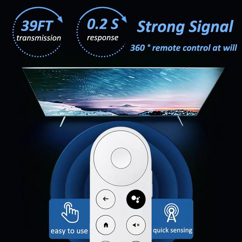 New Voice Remote for Google Chromecast 4k Snow TV, G9N9N
