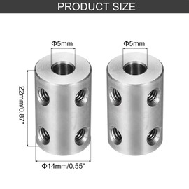 sourcing map Rigid Screw Coupling 5mm to 5mm Shaft Coupler Connector L22mm x D14mm Steel Joint Connector Rigid Coupling Set for 3D Printers DIY Encoder with 16 Screws & Hex Wrench, 4 Pcs