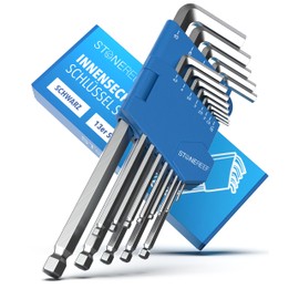 STONE REEF STONE REEF Innensechskantschlssel Set 13tlg. [inkl. Kugelkopf] - Chrom 1,27-10mm, Sechskantschlssel Handwerkzeug Set fr Handwerker, Winkelschlsselsatz