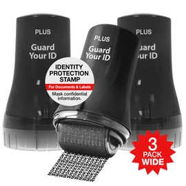 Guard Your ID Wide Advanced Roller – Identity Theft Protection Stamp for Mail, Bills & Shipping Labels (3-Pack, Black) – As Seen on TV