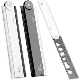 12 Inch Folding Ruler, 2 Pack Acrylic Folding Ruler Angle Measurement Ruler, Clear Flexible Black and White Dual Side Rulers Adjustable Geometry Measuring Ruler for Drawing and Measuring Tools