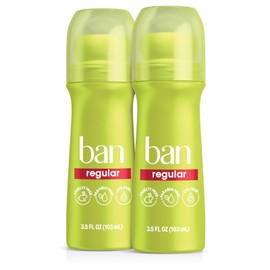 Ban Invisible Roll-On  Deodorant, Regular Scent, 3.5 fl oz (2 Pack)