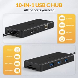 iDsonix USB-C Hub Multi Adapter (10 Port Black)…