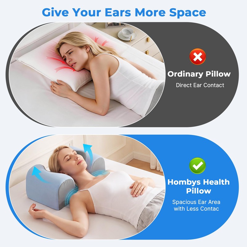 Piercing Pillow for Back Sleeper, Contour Ear Pillow for Back