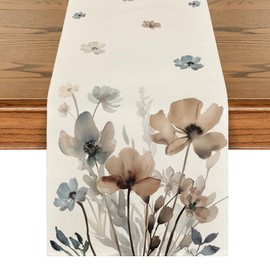 Artoid Mode Wilde Tuschemalerei Blumen Blätter Herbst Tischläufer, Sommer Küche Esstisch Dekoration Drinnen Urlaub Party Dekor 40x140 cm