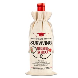 JUESMOS Nurse Graduation Gifts for Women Survived Nurse Gifts Wine Bag Nurses Practitioner Graduation Gifts Nurses Week Gift for Her Congrats Grad Wine Bag for New Graduates