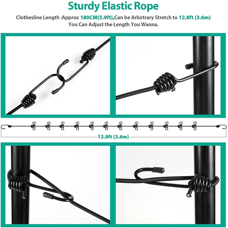 Portable Clothesline with 12 Clothes Pins - Travel Retractable Clothesline