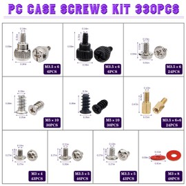 ELECTRAPICK 330-Piece Personal Computer Screws Standoffs Set PC Screw Set Accessories for Mainboard, Housing, Hard Drive, with Mini Screwdriver and Brush
