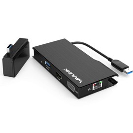 Laptop Docking Station, WAVLINK USB 3.0 Universal Laptop Docking Station Dual Monitors with HDMI up to 3840x2160 and VGA 1920x1080, Gigabit Ethernet, USB3.0 Port, SD/TF Card Reader, for Windows,Mac