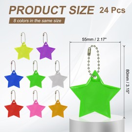 PATIKIL 24 Pcs Reflective Keychain, 2.2in Reflective High Visibility Safety Keychain Tags Pentagram Pendants Bright Zipper Pulls Waterproof for Backpack Running Cycling, Green