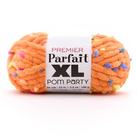 Premier Yarns Parfait XL Pom Party, Jumbo Weight Chenille Yarn, Color 2165-08 Citrus Burst