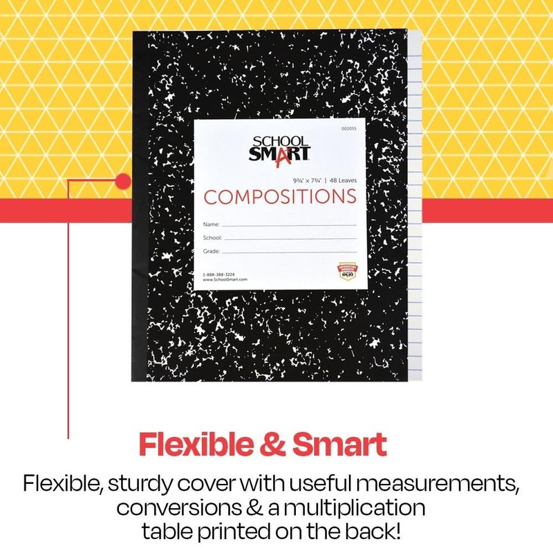 School Smart Flexible Cover Ruled Composition Book, 48 Sheets, 9-3/4