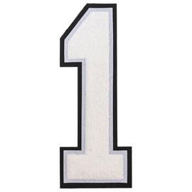 1 PCS 10 Inch Large Chenille Number Patches - Iron On Big Varsity Numerals, Extra Large Numbers for Clothing, Backpacks, Hats, Jeans (White 1)