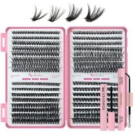Kit de Extensión de Pestañas, 640 Pestañas Individuales,Mezcla 50-60-80-100D, 9-16MM, DIY Kit de Racimos Pestañas Postizas NaturalesTodo Con Unión Y Sellado de Pestañas Sujeción Fuerte, Pinzas Cepillo