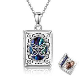 UCADRIT Butterfly Locket Necklace Sterling Silver Locket Necklace that Holds Picture Butterfly Jewelry Butterfly Gifts for Women