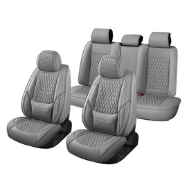 Leather Car Seat Covers,Car Seat Covers Full Set,Automotive Seat Covers 5 Seats,Fit for Most Cars SUV and Most Sedans Hatchbacks Crossovers,Breathable Waterproof Full Wrapping Edge Seat Covers