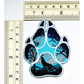 Umama Patch Set of 3 Wolf Dog Paws Foot Cartoon Patch Wolf Howling Full Moon Iron on Patches for Kids Clothing Sew on Appliques Dress Clothes Backpacks Vest Jeans Jackets Hats