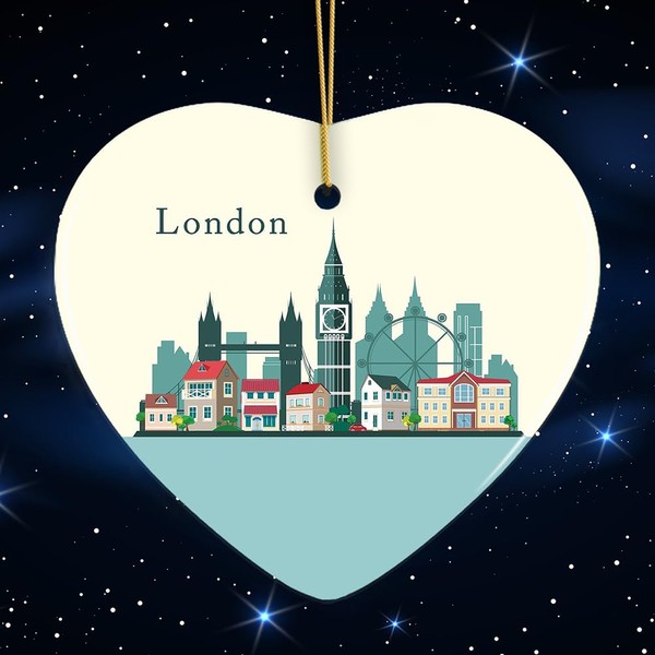 London Ornament, England Landmark Christmas Decoration (Heart)