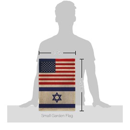 Israeli American Flag Bandera de Israel Burlap Flag Pole Set Home Banner Lawn Yard Sign Room Post Gravesite Stand Cemetery Outdoor Tapestry Grandma Gifts Grave Decor Jewish Decorations Made in USA