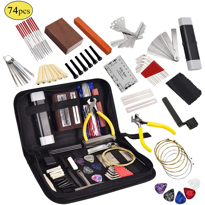 74 PCS Guitar Tool Kit with Carry Bag, Repair Maintenance