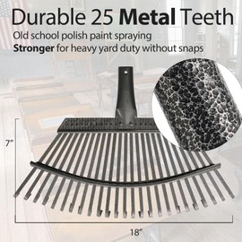 Collapsible Rake for Leaves, 30-66 inch Metal Leaf Rakes for Lawns Heavy Duty Extended Handle, 25 Tines 18" Wide Rake Garden Tools for Camping, Yard, Landscape, Pine Needle and Grass