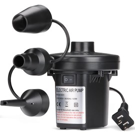 InflateBeasts Electric Air Pump for Pool Inflatable, AC/110V 130w - Quick Fill Air Bed Pump with 3 Nozzles, Air Mattress Pump inflator for Swimming Ring for Outdoor Camping, Inflatable Cushion