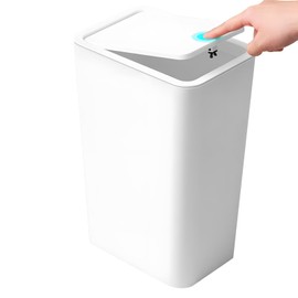 Garbage Can Trash Can with Lid, Plastic Small Trash Can Garbage Bin, Wastebasket Garbage Container Small Trash Bins with Press Top Lid for Bathroom Bedroom Home Office