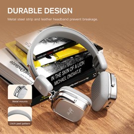 iKF R2 Retro Classic Metal and Leather Grain Headphones, On Ear,Ergonomic Design,40mm Drivers, ENC Noise Cancelling, Bluetooth V5.4 & Wired Dual Mode, 60H Playtime,Throwback 80s 90s | Grey