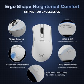 DELUX M900PRO Wireless Gaming Mouse, 63g Lightweight Ergonomic Design, 8000Hz Polling Rate, RGB Charging Dock, PAW3395 with 26000DPI, Programmable Buttons (White)
