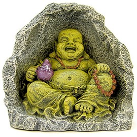 Blue Ribbon Pet Products Resin Aquarium Ornament - Buddha In Cave 5 Inch