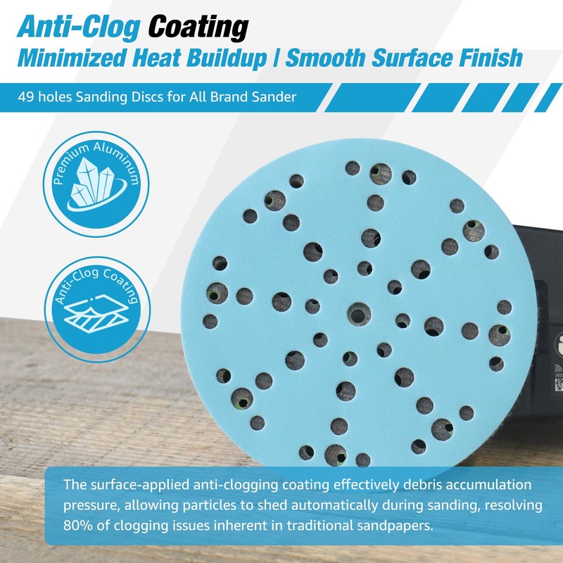 6 Inch 49 Hole Sanding Discs 80 Grit Hook and
